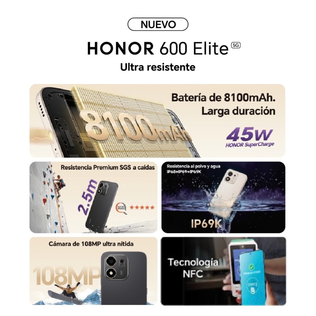 Combo Celular Honor 600 Elite 256GB + Earbuds Honor Choice Clip