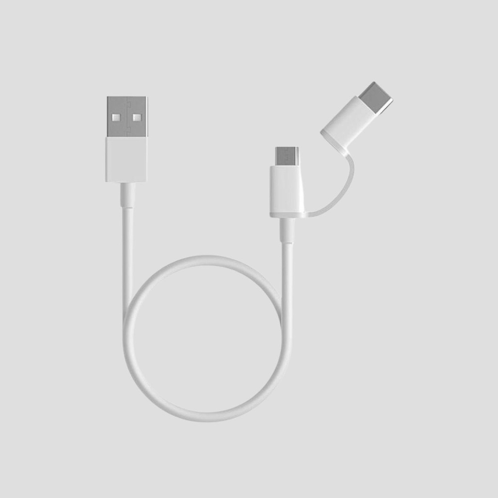 Cable Xiaomi Mi 2-en-1 MicroUSB y Tipo C (1m) Blanco