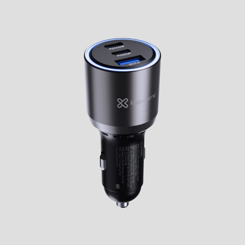 Cargador Cigarette Klip Xtreme 3 Puertos 140W