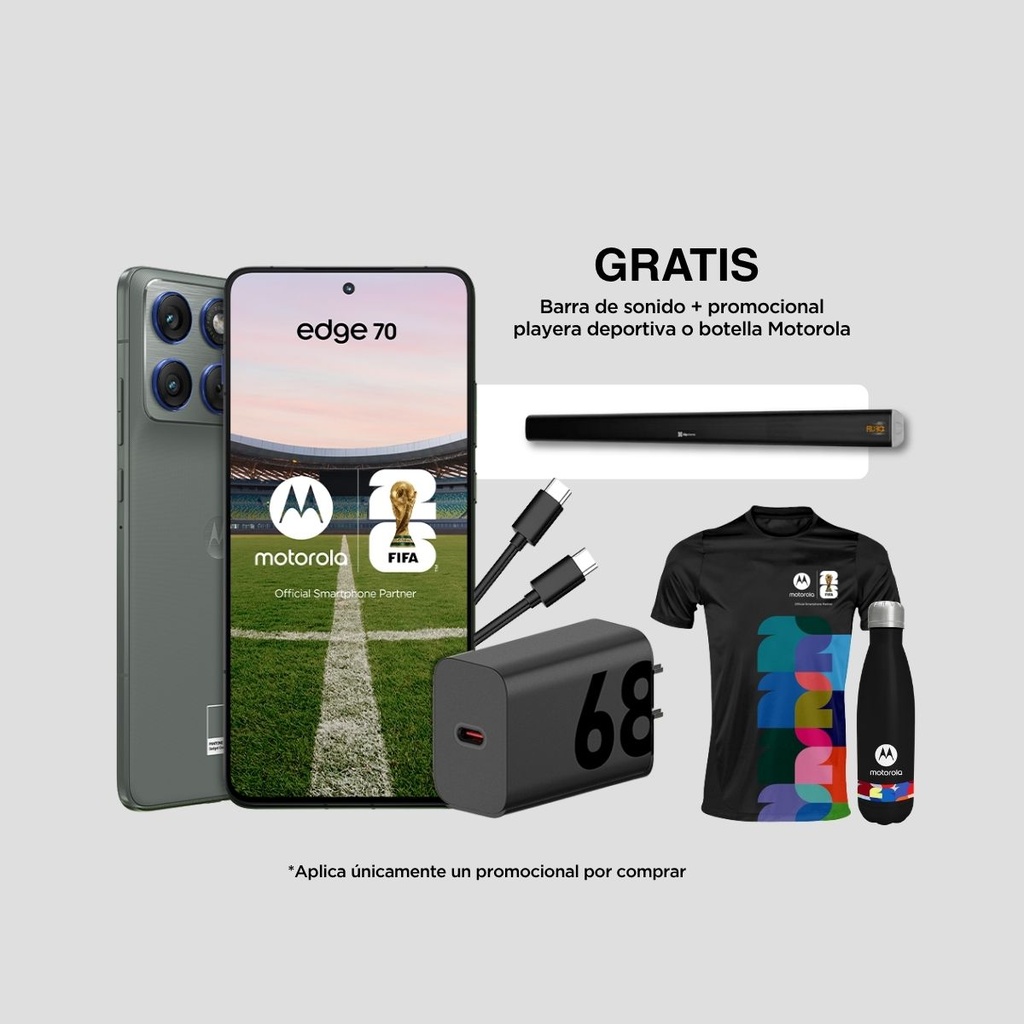 Combo Motorola Edge 70 512GB + Promocional Motorola + Barra de Sonido KlipXtreme