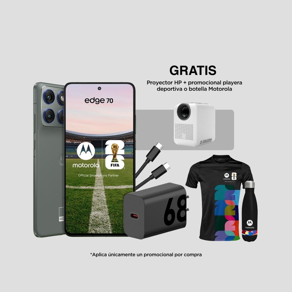 Combo Motorola Edge 70 512GB + Promocional Motorola + Promocional Proyector HP