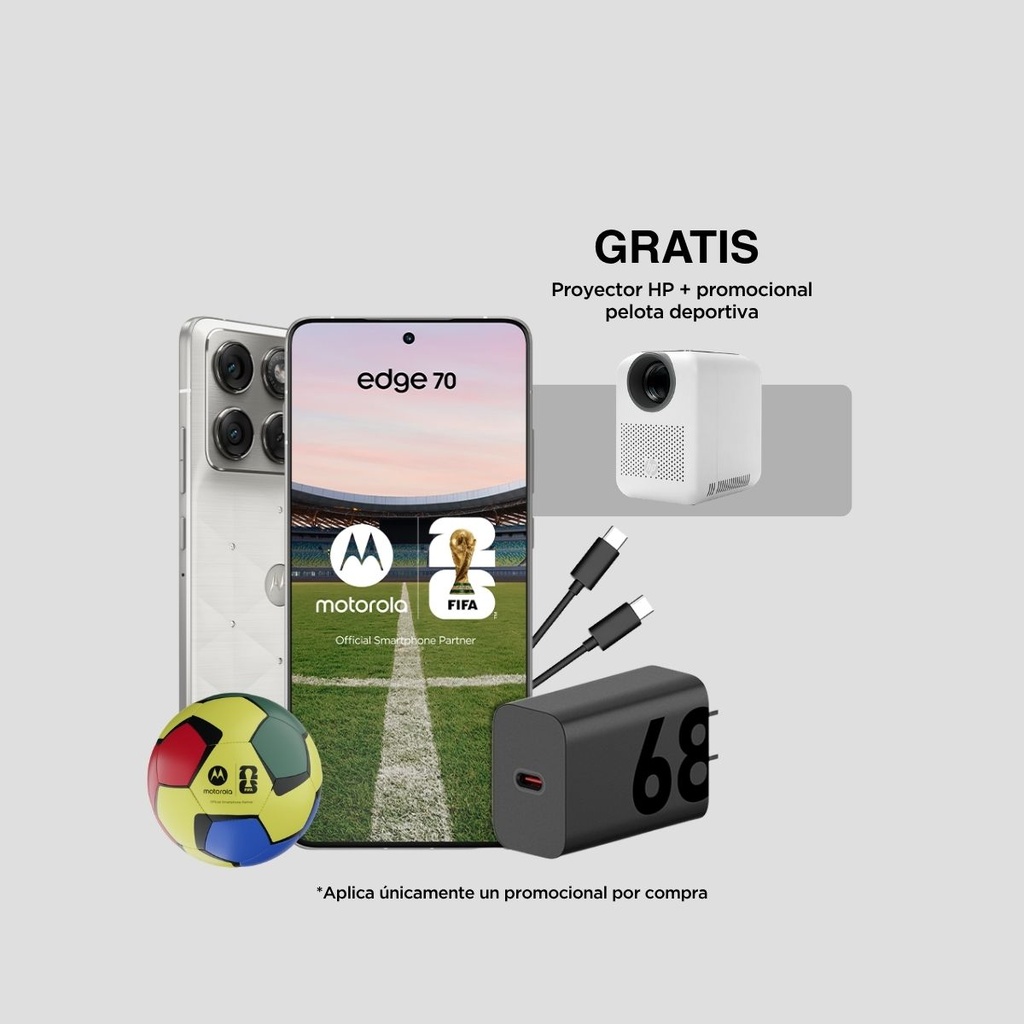 Combo Motorola Edge 70 512GB Swarovski + Promocional Pelota Motorola + Promocional Proyector HP