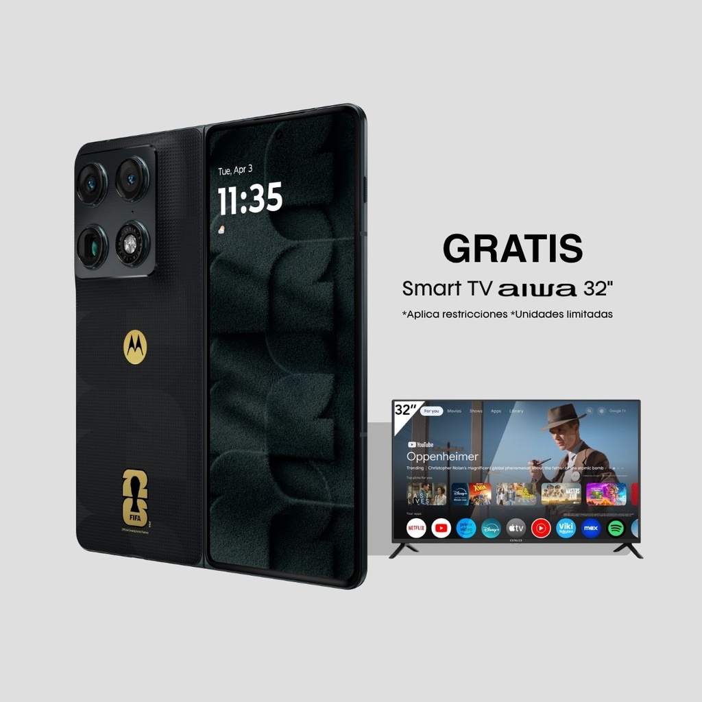 Combo Motorola Razr Fold FIFA + Promocional TV Aiwa 32"