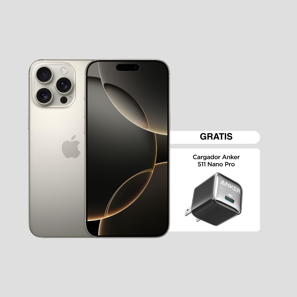 Combo Celular Iphone 16 Pro Max liberado 256GB + Cargador Anker 511 Nano Pro